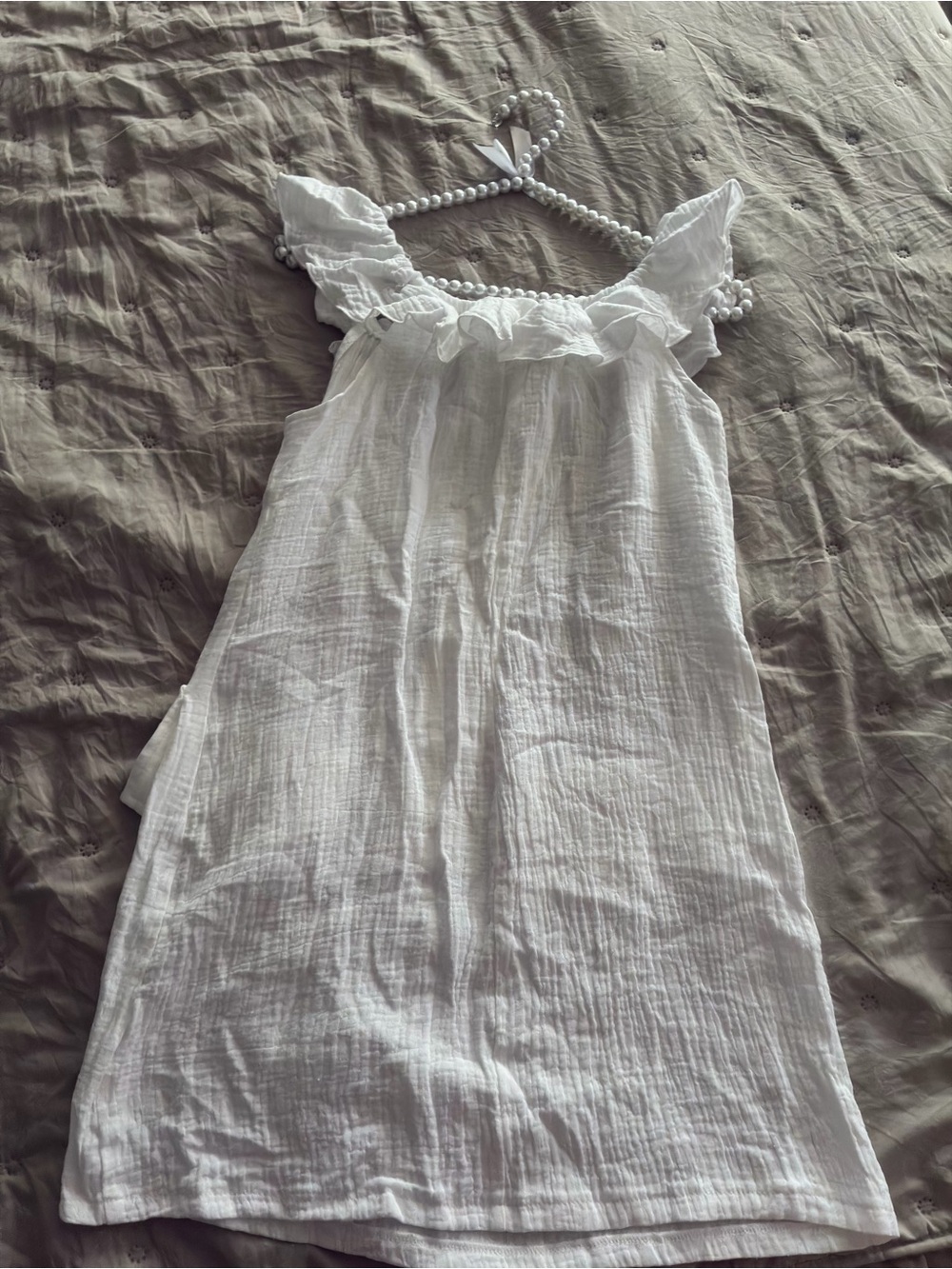 White Ruffle Button-Front Sundress - Picture 3 of 4